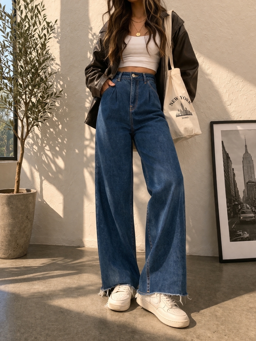 Levi's High-Waist Wide-Leg Blue Denim Jeans